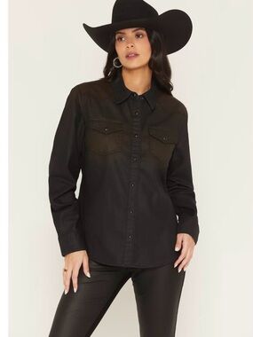 IDYLLWIND WOMEN'S MIDNIGHT COWBOY COATED LONG SLEEVE SNAP WESTERN SHIRT S